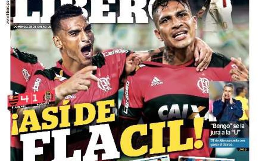Trauco e Guerrero estamparam a capa do Jornal Líbero do Peru