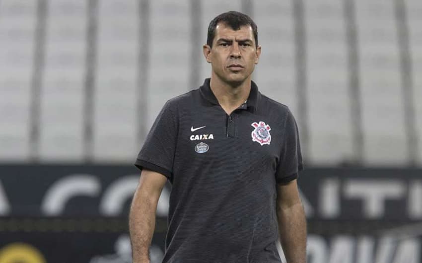 Fabio Carille, em treino do Corinthians na Arena na véspera do Dérbi
