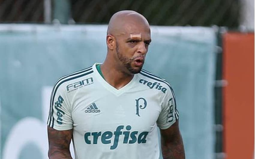 Felipe Melo no treino do Palmeiras