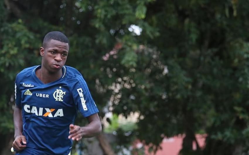 Vinícius Júnior em seu primeiro dia de treino no Flamengo (Gilvan de Souza / Flamengo)