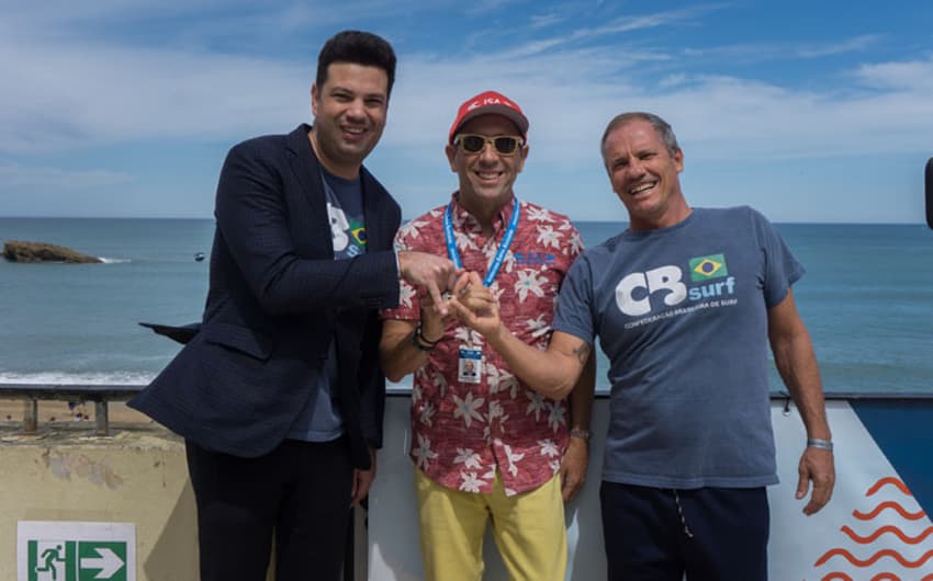 Leonardo Picciani, Adalvo Argolo e Fernando Aguerre - ISA World Surfing Games