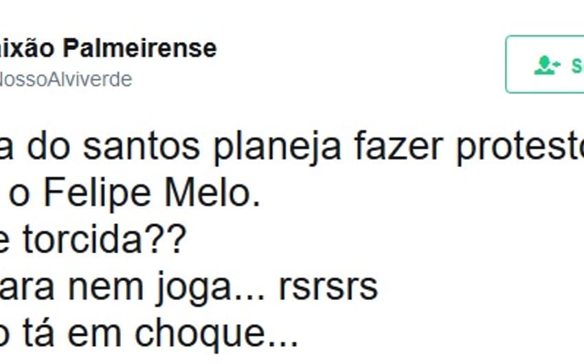 Torcedores do Palmeiras tiraram sarro dos santistas na web