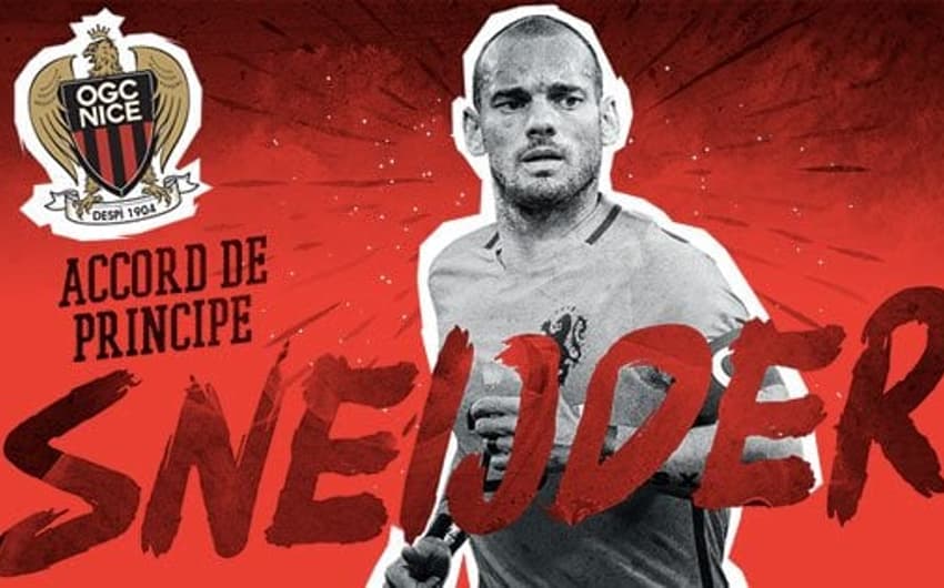 O Nice anunciou a contratação do craque holandês Wesley Sneijder. O jogador jogará ao lado do atacante italiano Balotelli