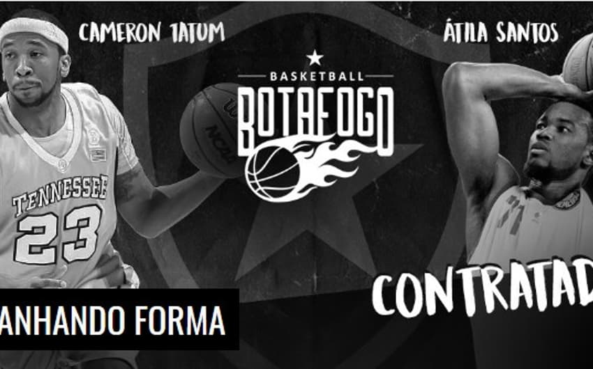 montagem com os dois novos contratados do time de basquete do Botafogo