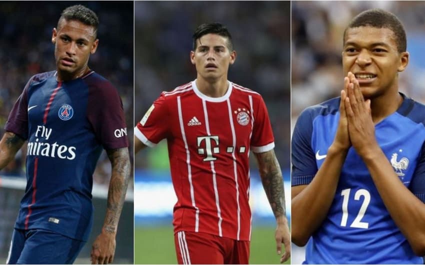 Neymar (PSG), James (Bayern) e Mbappé (PSG) são alguns dos nomes desta janela de transferências.