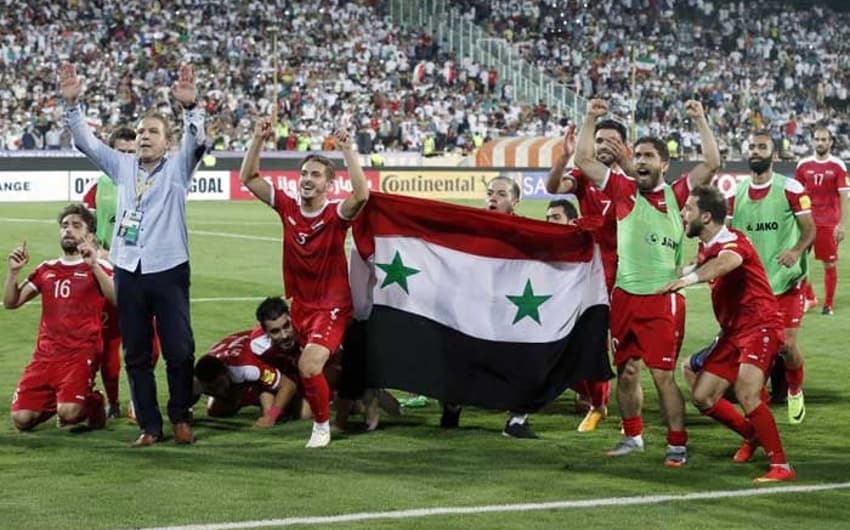 Os sírios fizeram uma grande festa quando confirmaram a vaga na repescagem asiática no empate por 2 a 2 com o Irã