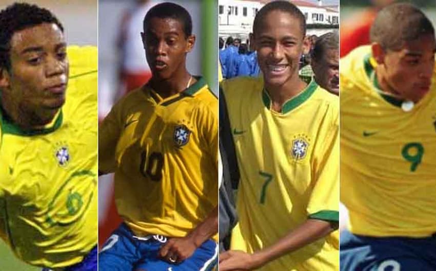 Marcelo, Ronaldinho Gaucho, Neymar e Adriano Imperador brilharam no Mundial Sub-17 antes de se destacarem pela Seleção em Copas do Mundo
