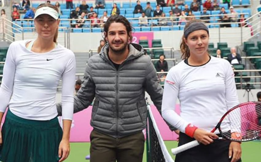 Da esquerda para a direita: Maria Sharapova, Alexandre Pato e Stephanie Voegele