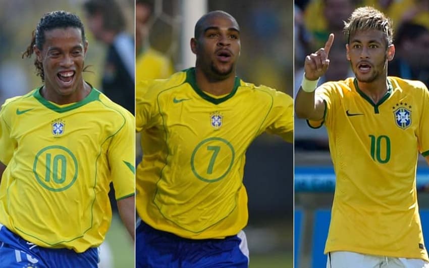 Ronaldinho Gaúcho, Adriano e Neymar são três grandes estrelas do futebol brasileiro dos últimos tempos. Veja mais na galeria