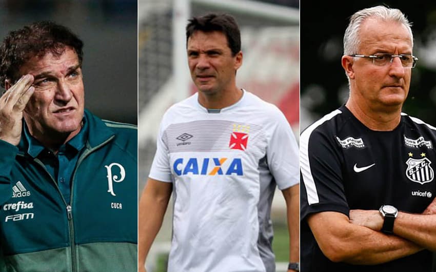 Cuca treinou apenas o Palmeiras no ano. Zé Ricardo trabalhou nos rivais Flamengo e Vasco, e Dorival Júnior abriu a temporada no Santos, mas hoje comanda o São Paulo