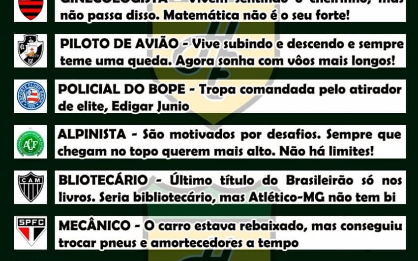 Classificação do Brasileirão com profissões