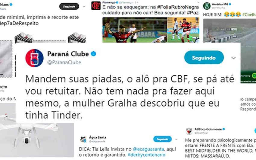 Clubes brasileiros abusaram das brincadeiras e do bom-humor em posts nos perfis oficiais ao longo do ano