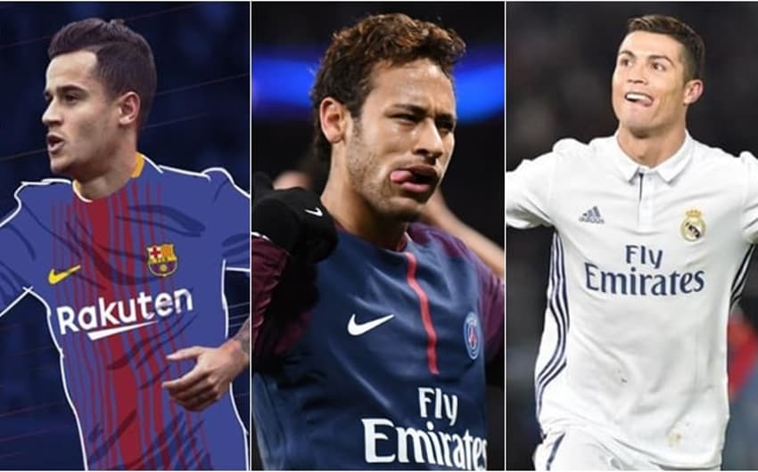 Coutinho, Neymar e Cristiano Ronaldo: trio de peso está entre os protagonistas das transferências mais caras do futebol. Veja os 25 abaixo&nbsp;