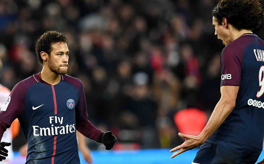 Neymar comemorando no jogo PSG x Montpellier