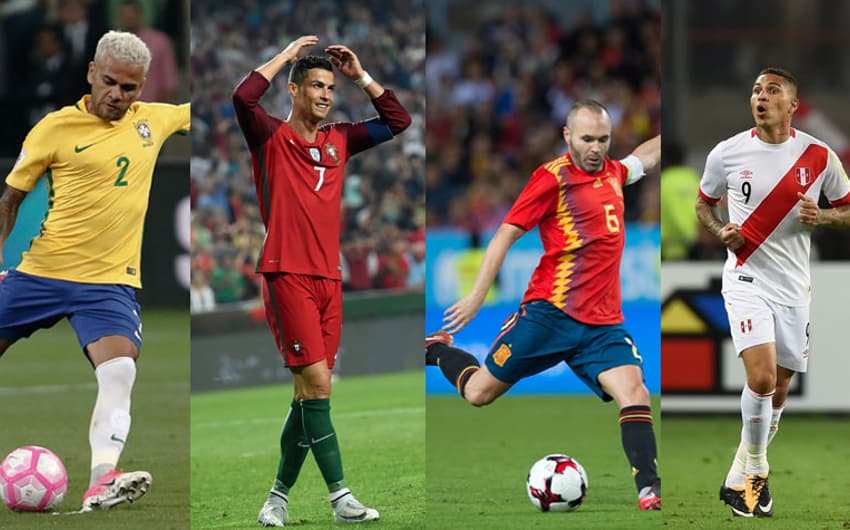 Daniel Alves, Cristiano Ronaldo, Iniesta e Guerrero devem disputar seu último Mundial
