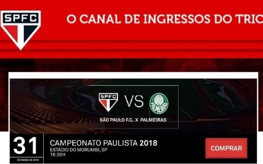 Site anuncia venda de ingressos para final do Campeonato Paulista entre São Paulo e Palmeiras