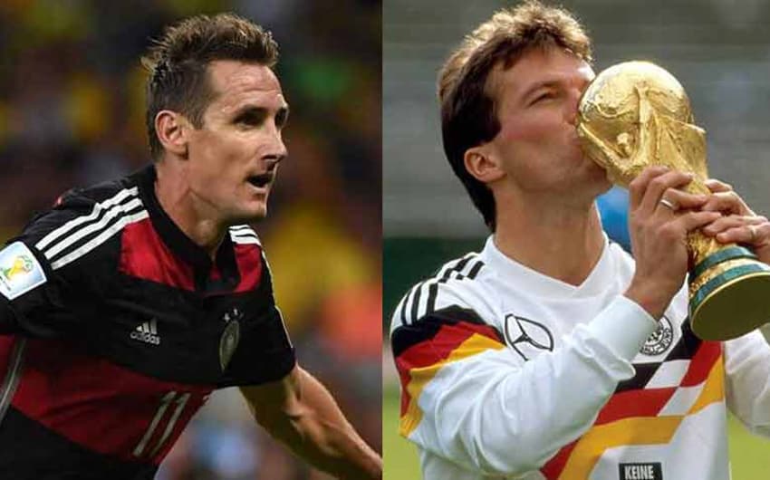 Klose, em número de gols, e Matthäus, por partidas jogadas, são recordistas na história das Copas&nbsp;