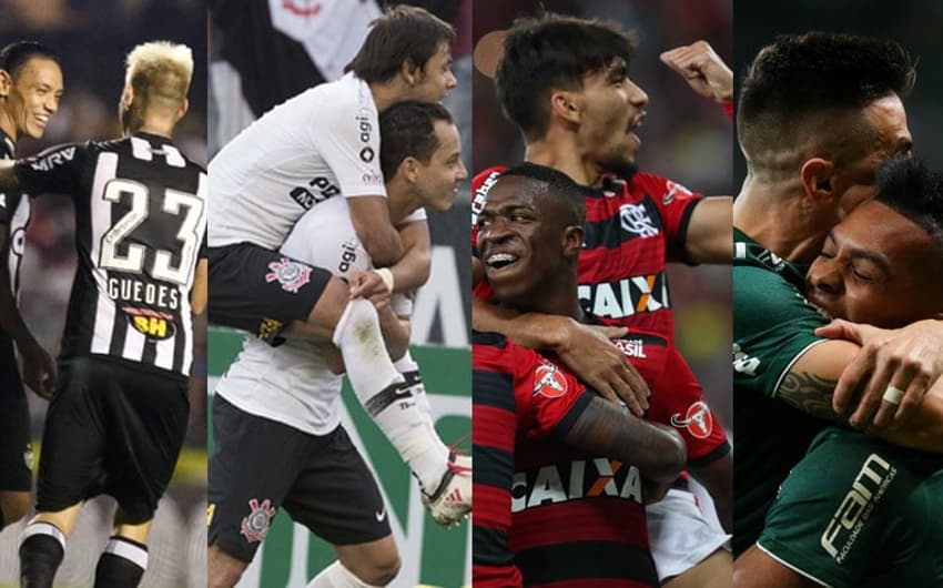 Atlético-MG, Corinthians, Flamengo e Palmeiras estão na parte de cima do Brasileirão