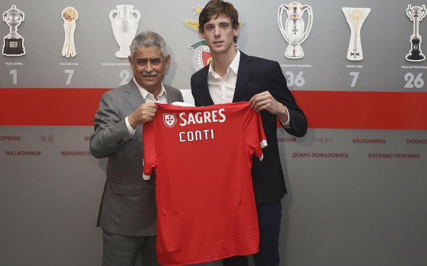 Germán Conti apresentado no Benfica