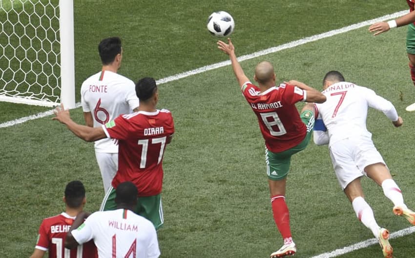 Cristiano Ronaldo fez o único gol do triunfo de Portugal sobre Marrocos