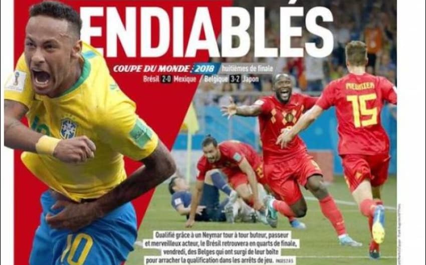 O jornal francês L'Équipe resumiu muito bem o que foi este dia de decisão na Copa: "os endiabrados", diz a manchete, em referência a Neymar e os Diabos Vermelhos belgas.&nbsp;