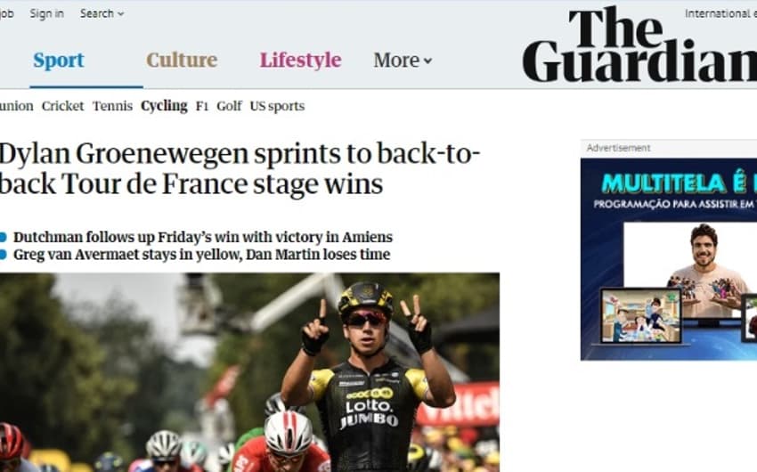 'The Guardian' destaca a vitória de Dylan Groenewegen