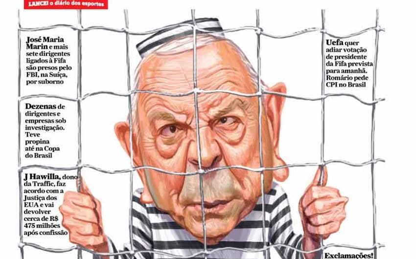 Capa da edição do Jornal Lance! após a prisão de José Maria Marin, em 2015