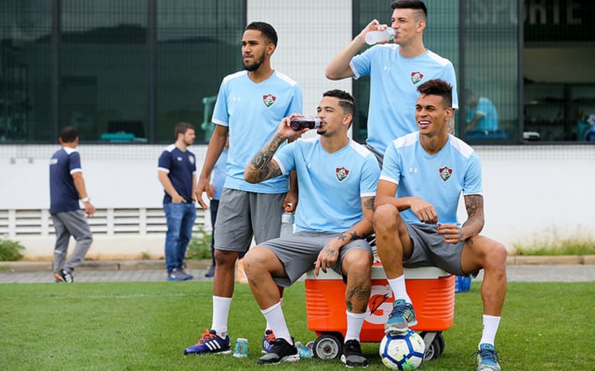 Luciano, Richard, Everaldo e Ibañez - Treino Fluminense