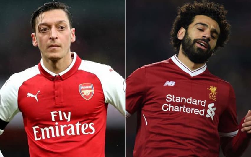 Montagem - Özil (Arsenal) e Salah (Liverpool)
