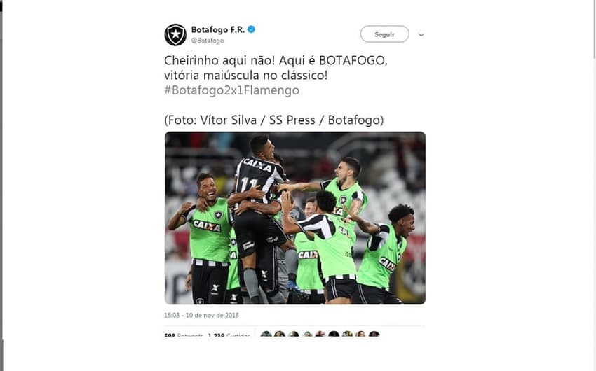 Botafogo zomba do Flamengo após vitória no clássico