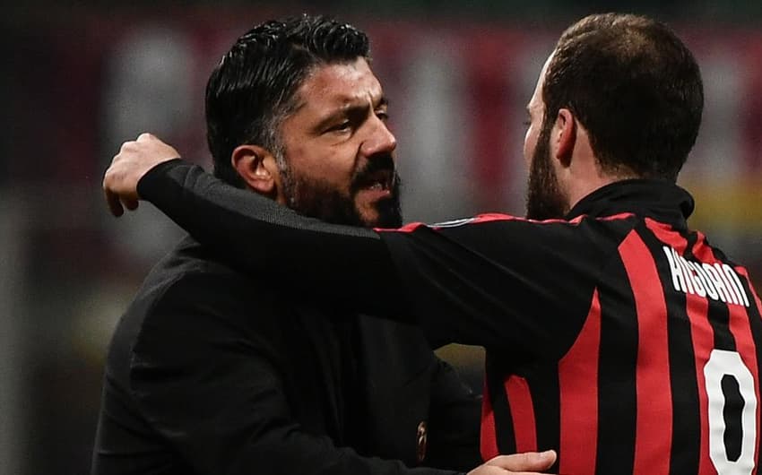 Gattuso e Higuaín no Milan