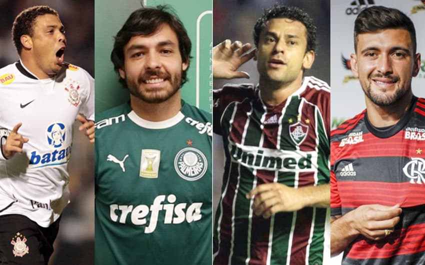Montagem Abertura - Ronaldo (Corinthians), Ricardo Gouart (Palmeiras), Fred (Fluminense), Arrascaeta (Flamengo)