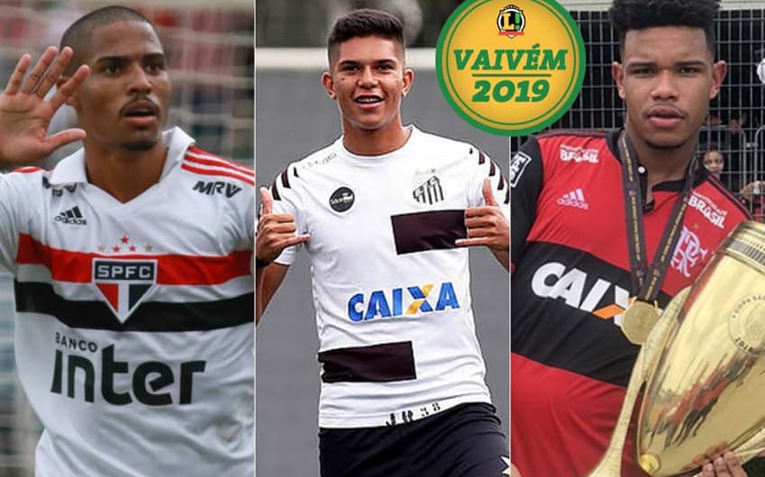 Montagem VAIVÉM - Gabriel Novaes (São Paulo), Matheus Guedes (Santos) e Patrick (Flamengo)