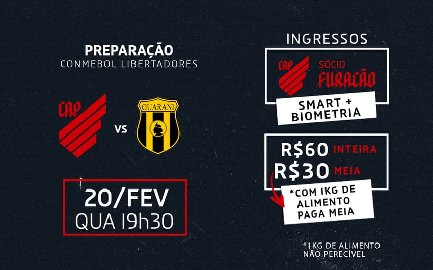 Imagem de divulgação do amistoso Athletico e Guaraní-PAR