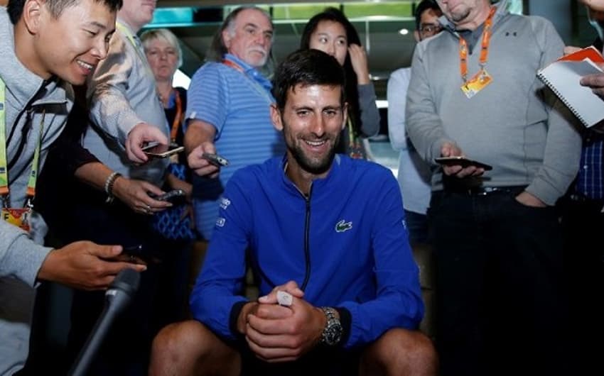 Novak Djokovic em entrevista coletiva em Miami 2019