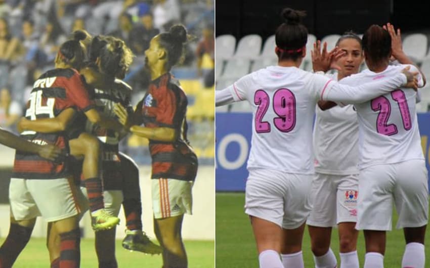 Montagem - Flamengo Feminino e Santos Feminino