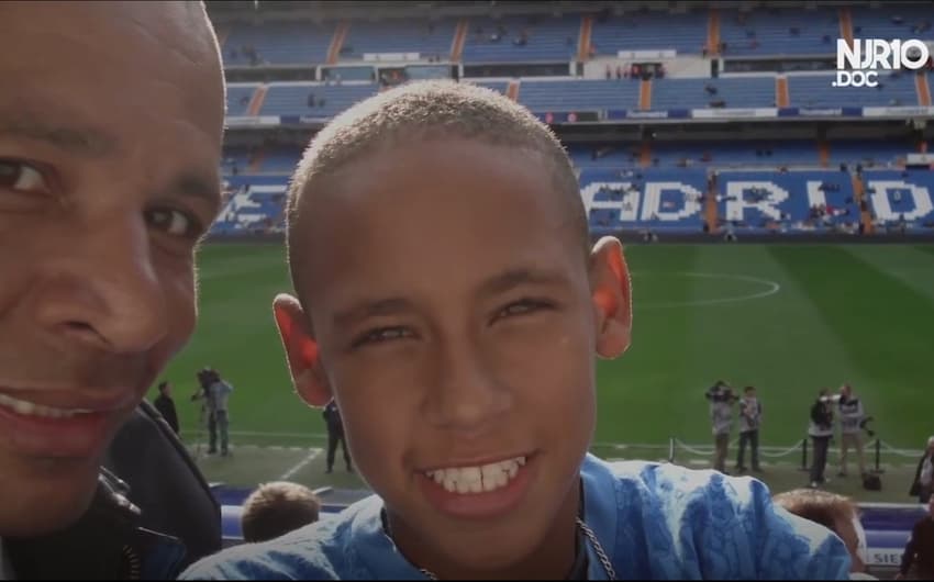 Neymar Jr ao lado do Pai, no Santiago Bernabéu