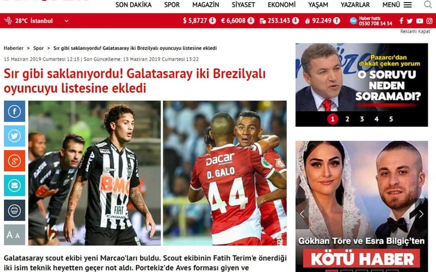 De acordo com o portal Aksam, clube turco já iniciou as negociações com o Galo para ter o lateral-direito