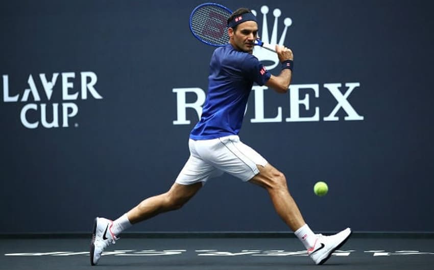 Roger Federer em treino na Laver Cup