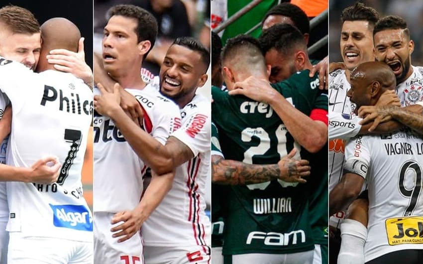 Montagem - Santos, São Paulo, Palmeiras e Corinthians