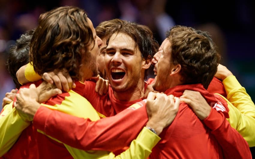 A comemoração dos espanhóis na Copa Davis
