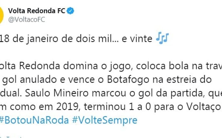 Botafogo x Volta Redonda (Twitter)