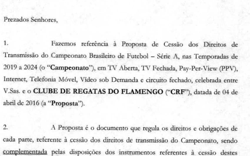 Contrato Flamengo x Globo - Notificação Fla