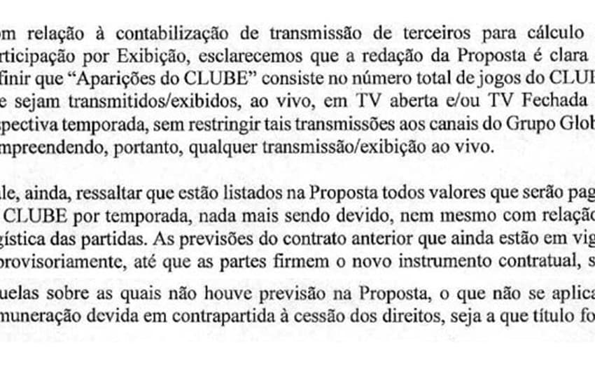 Contrato Flamengo x Globo - Notificação Globo