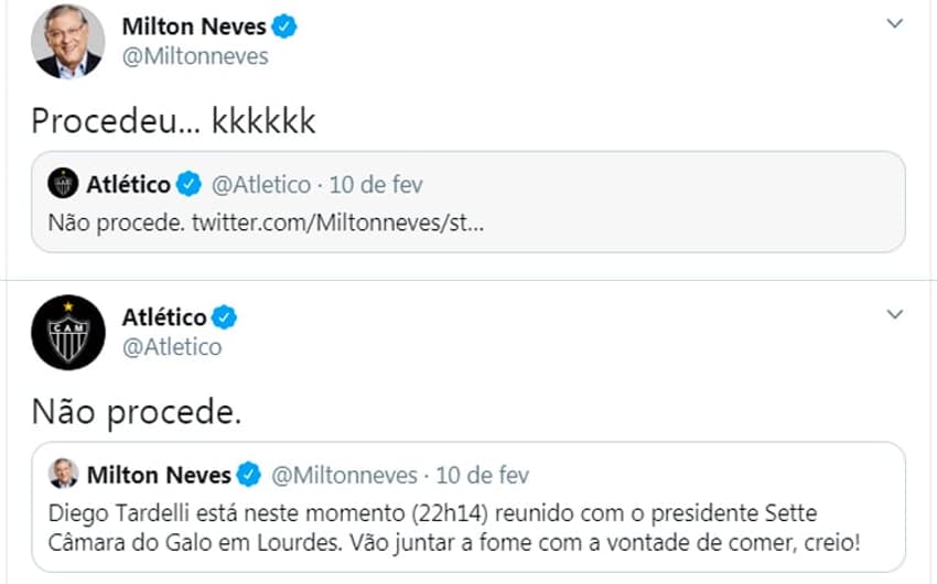 Twitter - Milton Neves e Atletico MG
