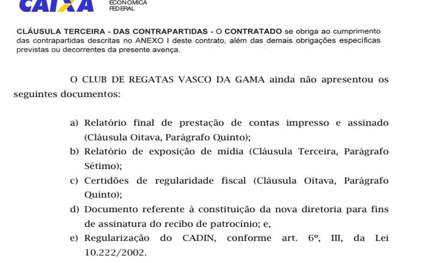 Vasco - Caixa