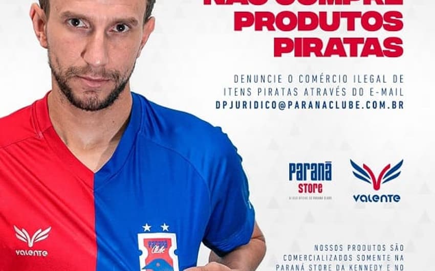 Mensagem do Paraná Clube contra a pirataria