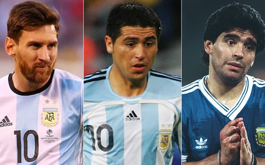 Montagem - Messi, Riquelme e Maradona