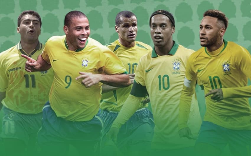 Arte - Romário, Ronaldo, Ronaldinho Gaúcho, Rivaldo e Neymar