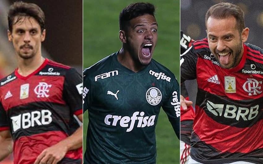 Montagem - Rodrigo Caio (Flamengo) - Gabriel Menino (Palmeiras) - Everton Ribeiro (Flamengo)